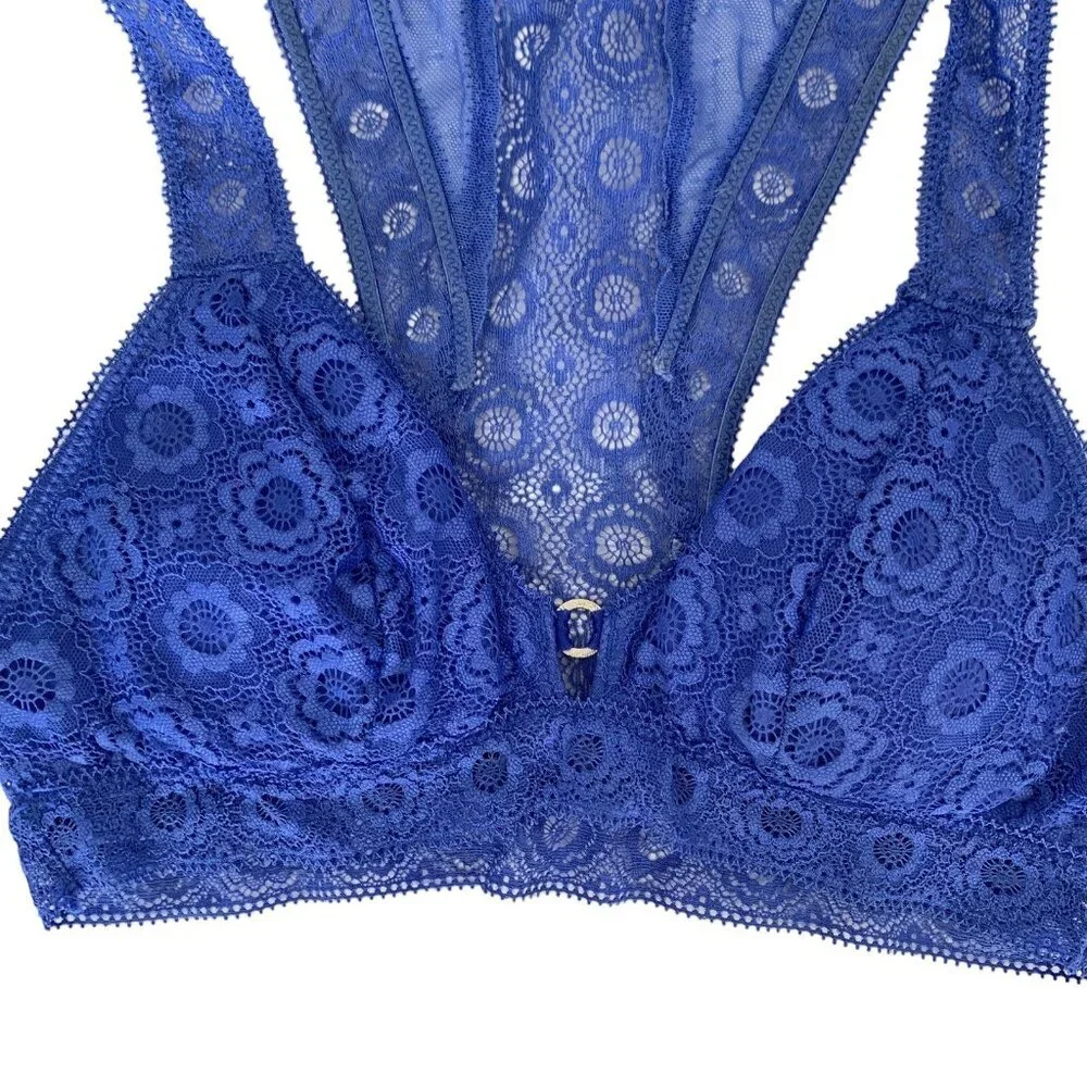 Aerie Bralette XS Blue Lace Padded Lingerie‎ Festival Sexy Y2K Intimates